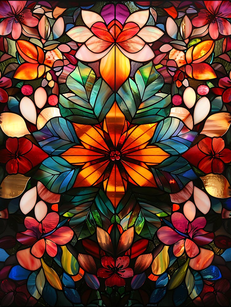 Colorful Stained Glass Flowers 2