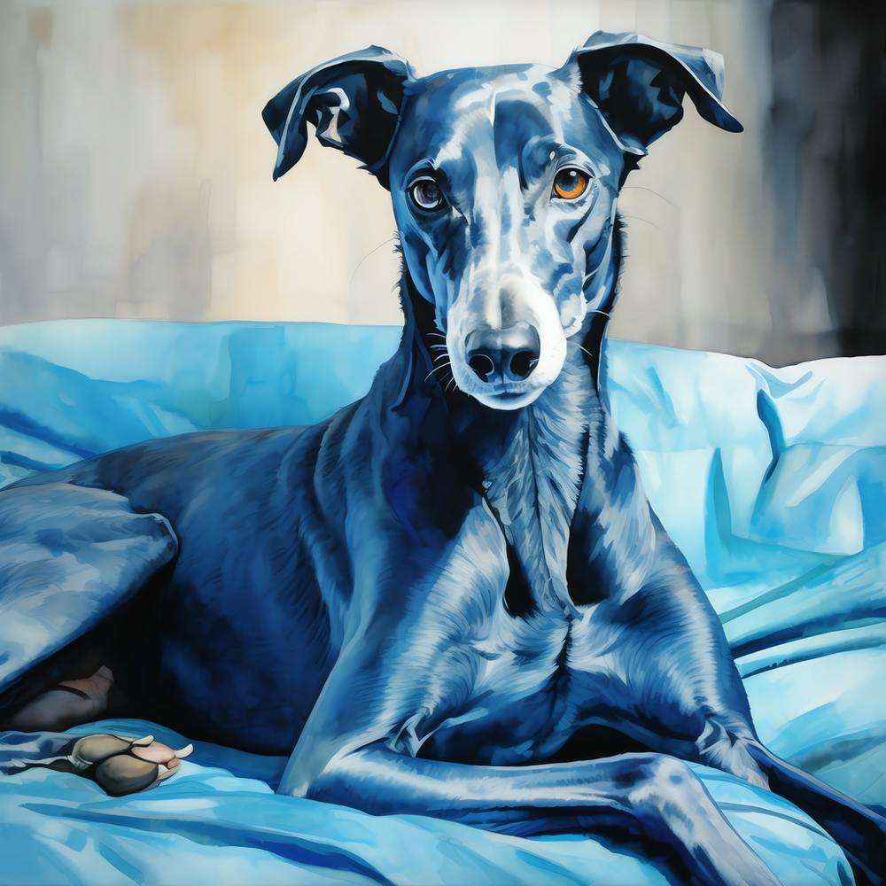 Blue Greyhound relaxing