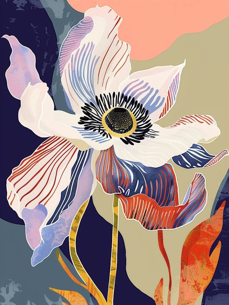 Colourful Flower Illustration Anemone 3