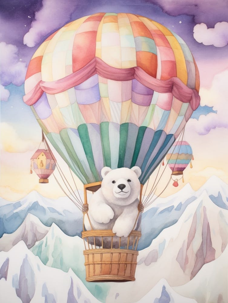 Baby Polar Bear 3 In A Hot Air Balloon