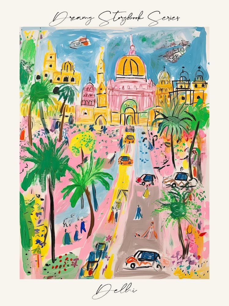 Poster Of Delhi, Dreamy Storybook Illustration 3