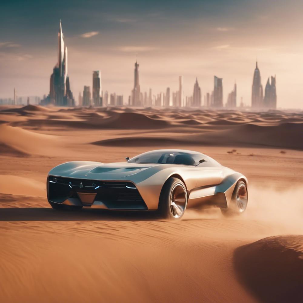 Futuristic Car In The Desert