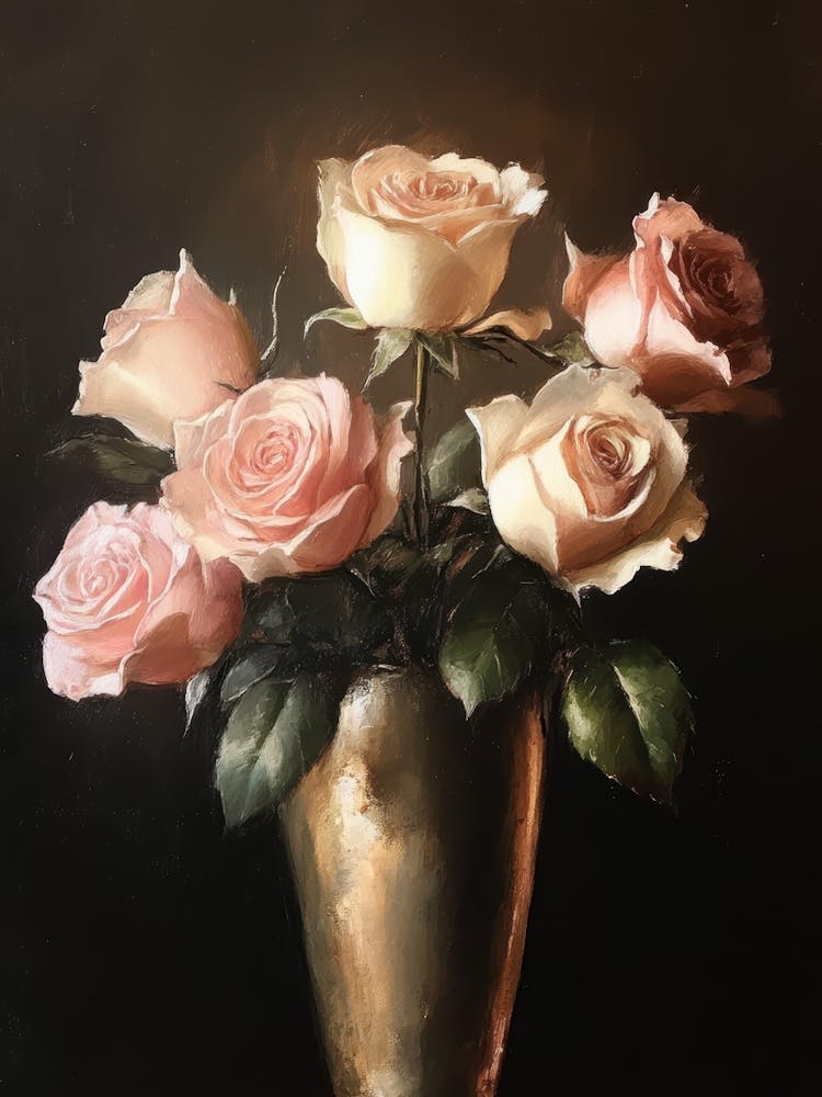 Roses In A Gold Vase