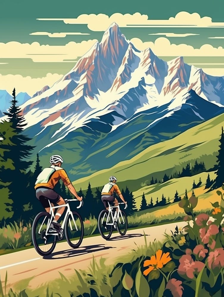 Tour De Mont Blanc France 12 Vintage Travel Illustration