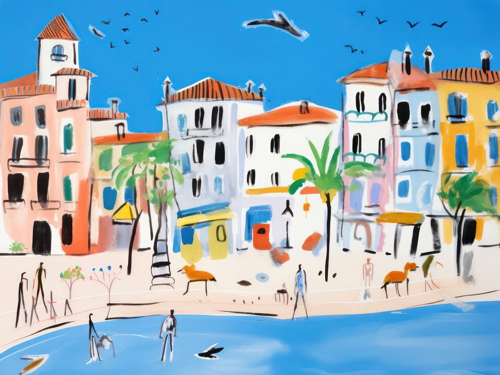 Rimini Italy Cute Watercolour Illustration 3