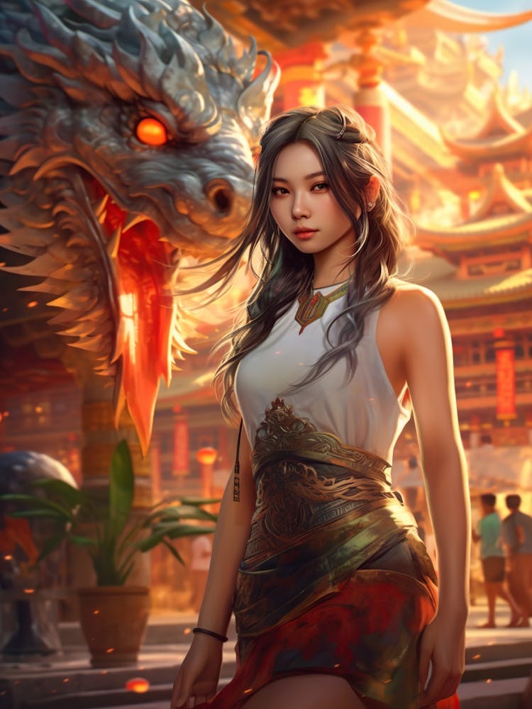 Chinese Girl With Dragon 8