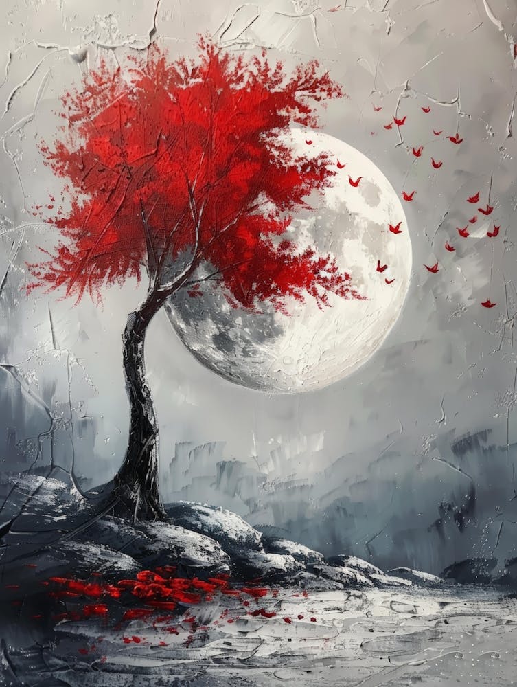 Red Tree On The Moon