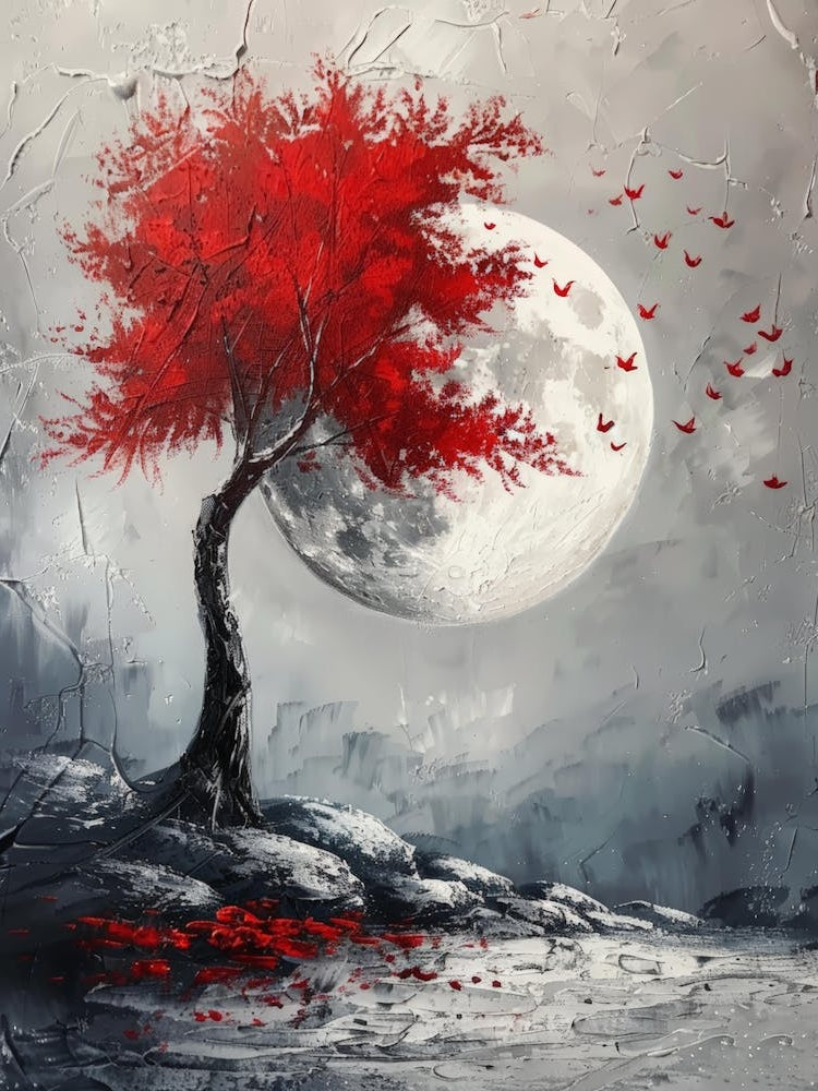 Red Tree On The Moon