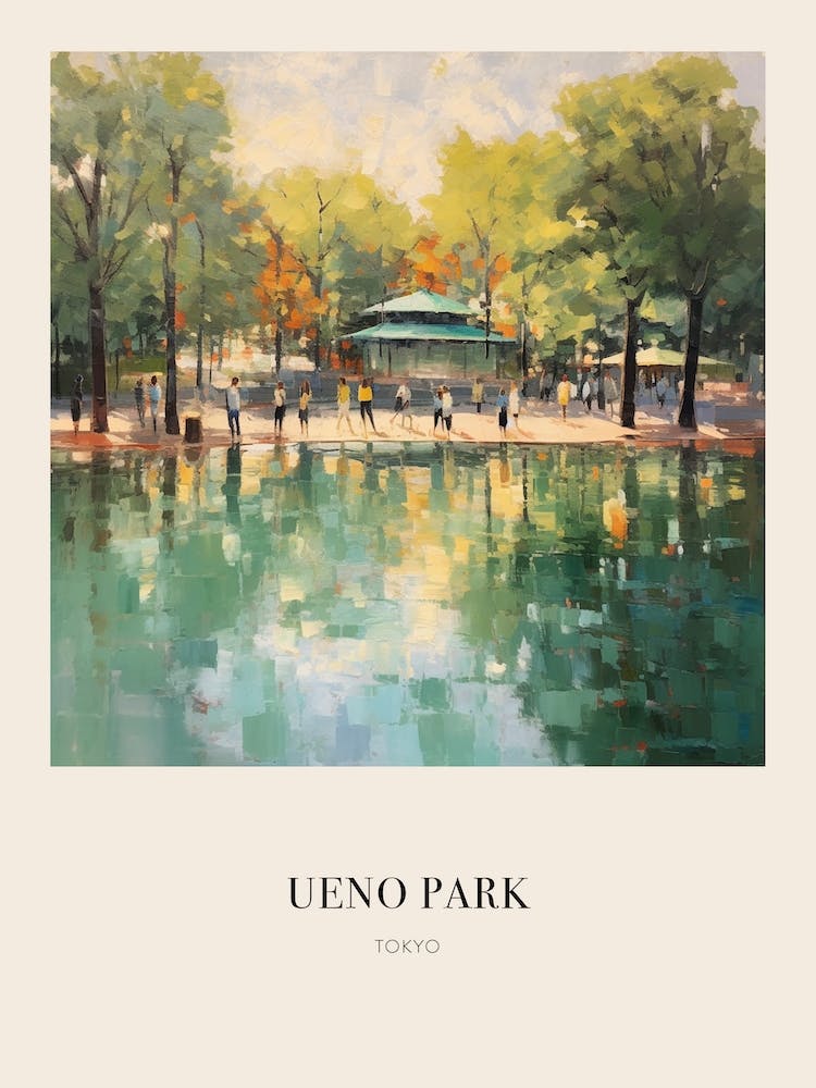 Ueno Park Tokyo Vintage Cezanne Inspired Poster