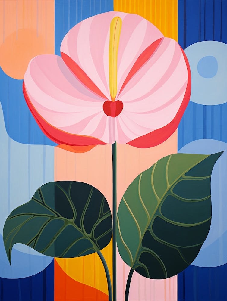 Flamingo Flower Anthurium 2 Hilma Af Klint Inspired Pastel Flower Painting