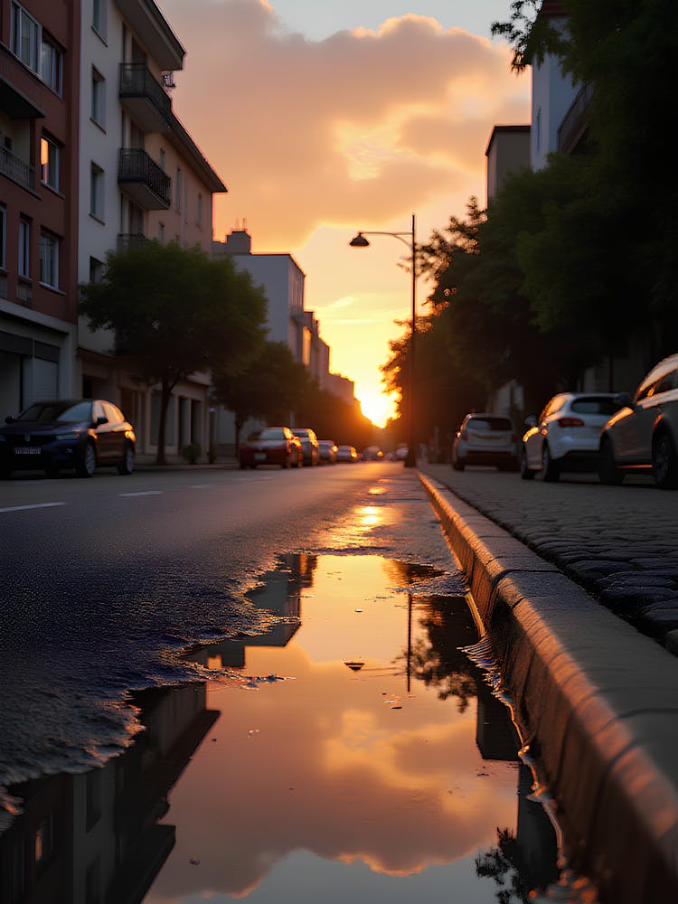 Serene Street Reflection