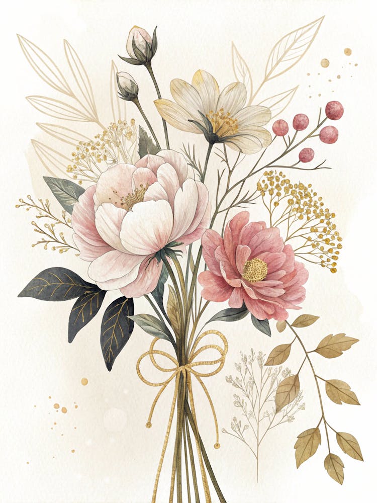 Oil Painting Style Minimal Flower Bouquet