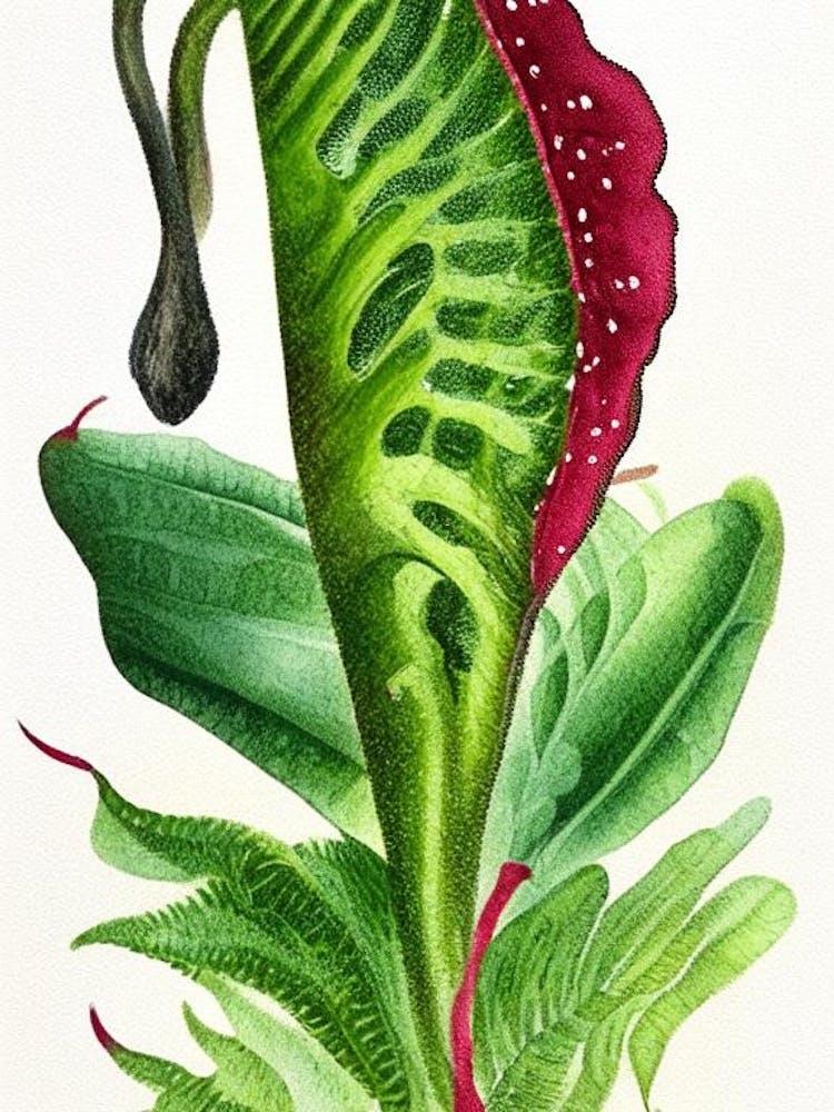 Hart's Tongue Fern Wildflower Watercolour 1