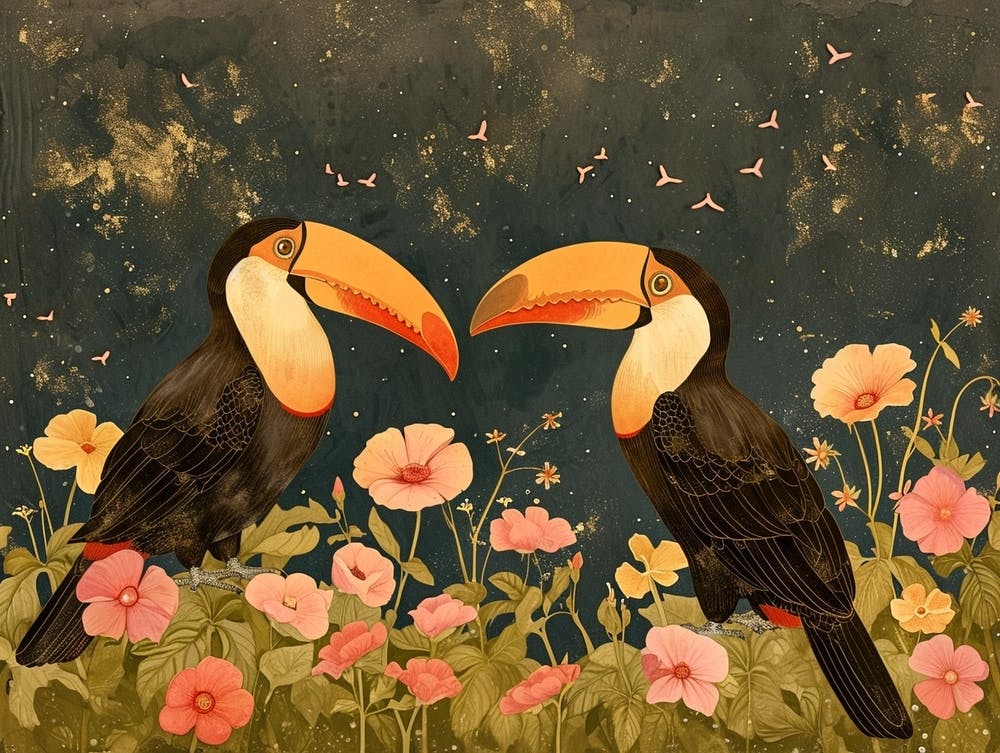 Floral Animal Illustration Toucan 2
