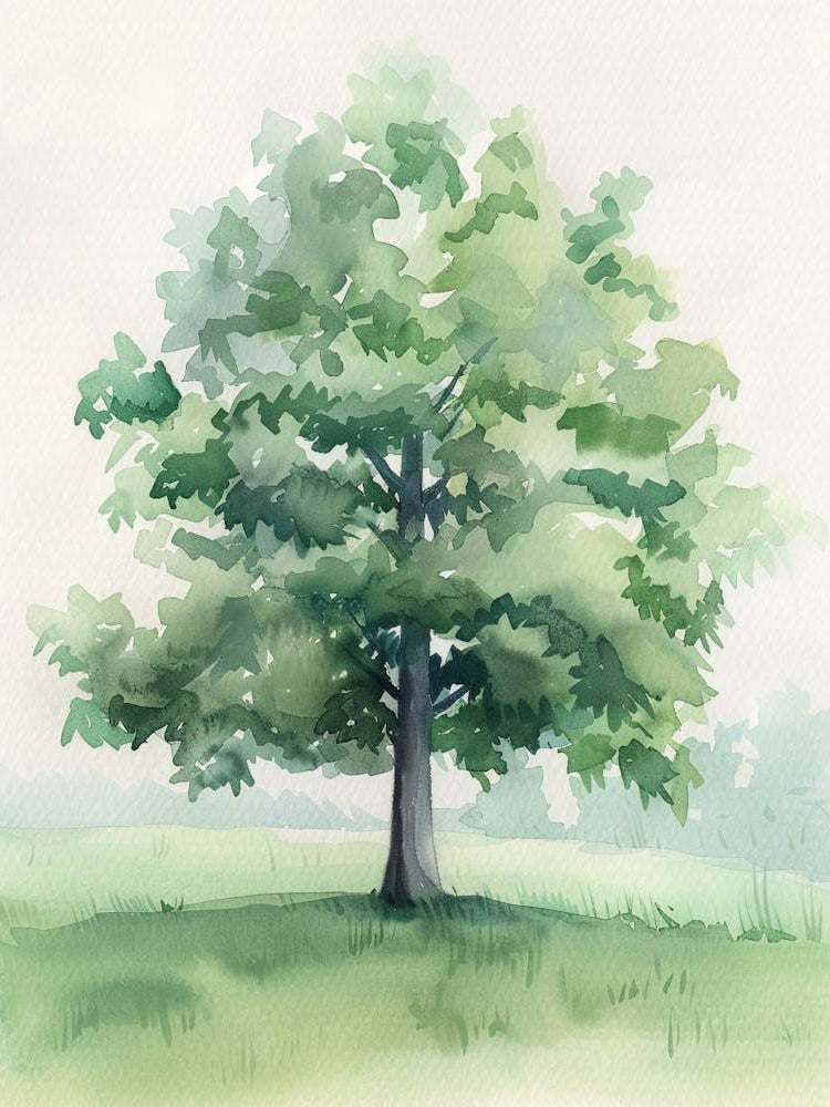Boxwood Tree Atmospheric Watercolour Painting 2