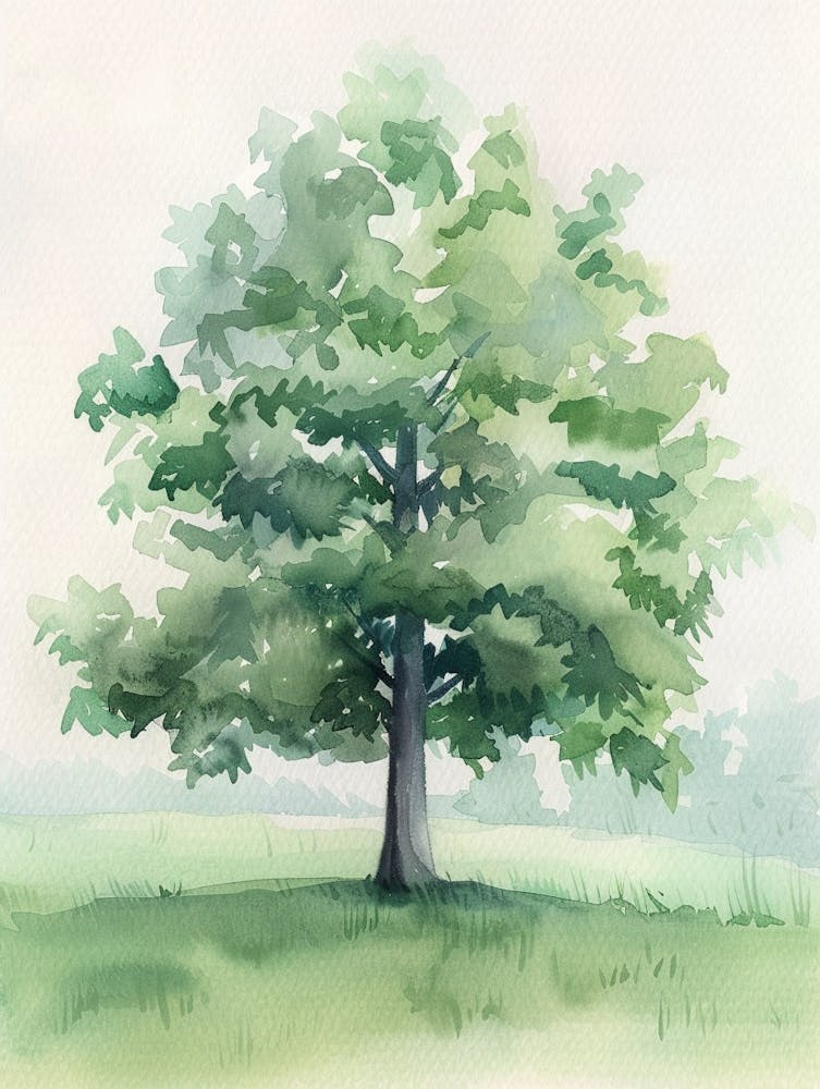 Boxwood Tree Atmospheric Watercolour Painting 2