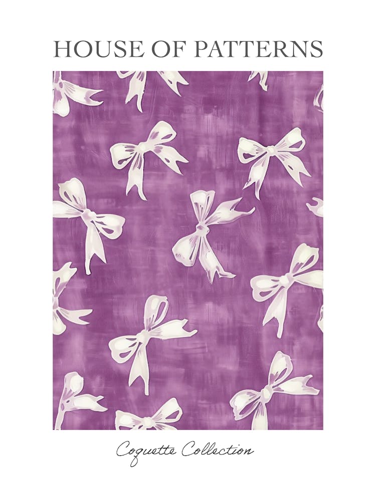 White And Purle Bows 3 Pattern Poster