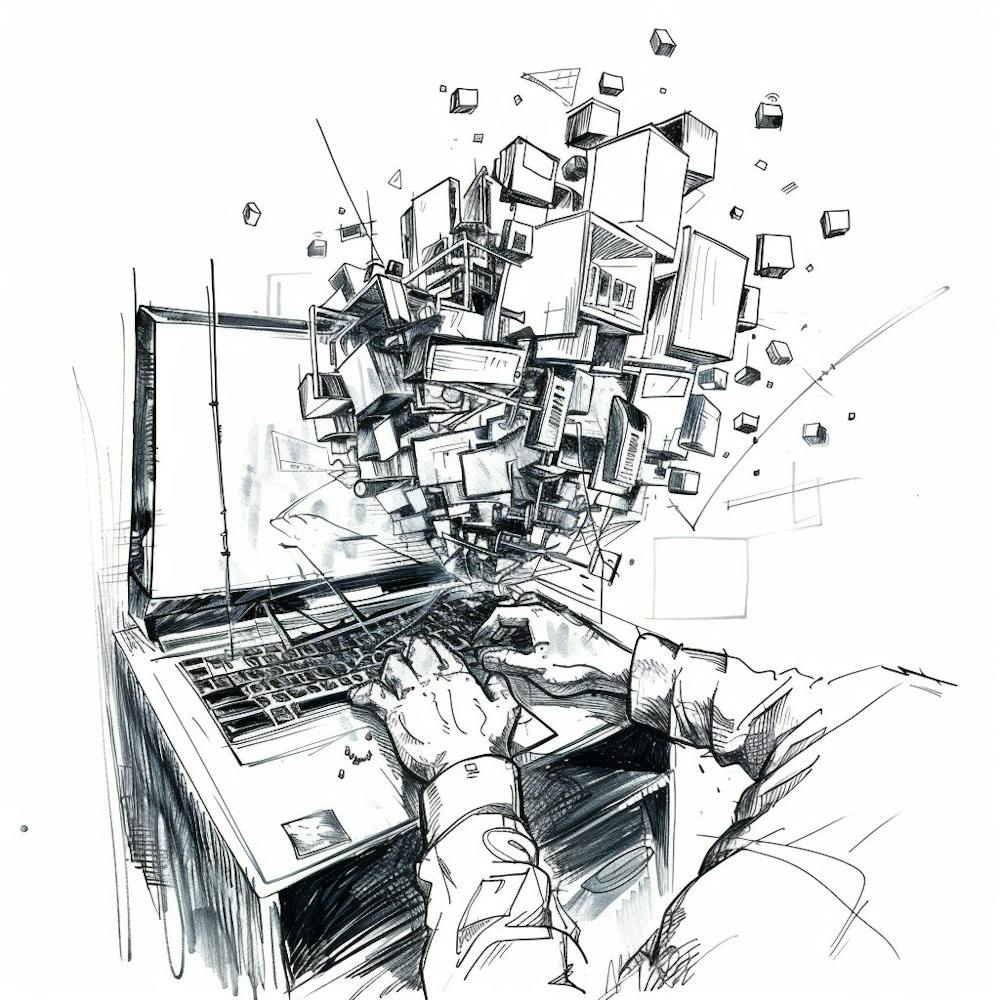 Man Working On A Laptop