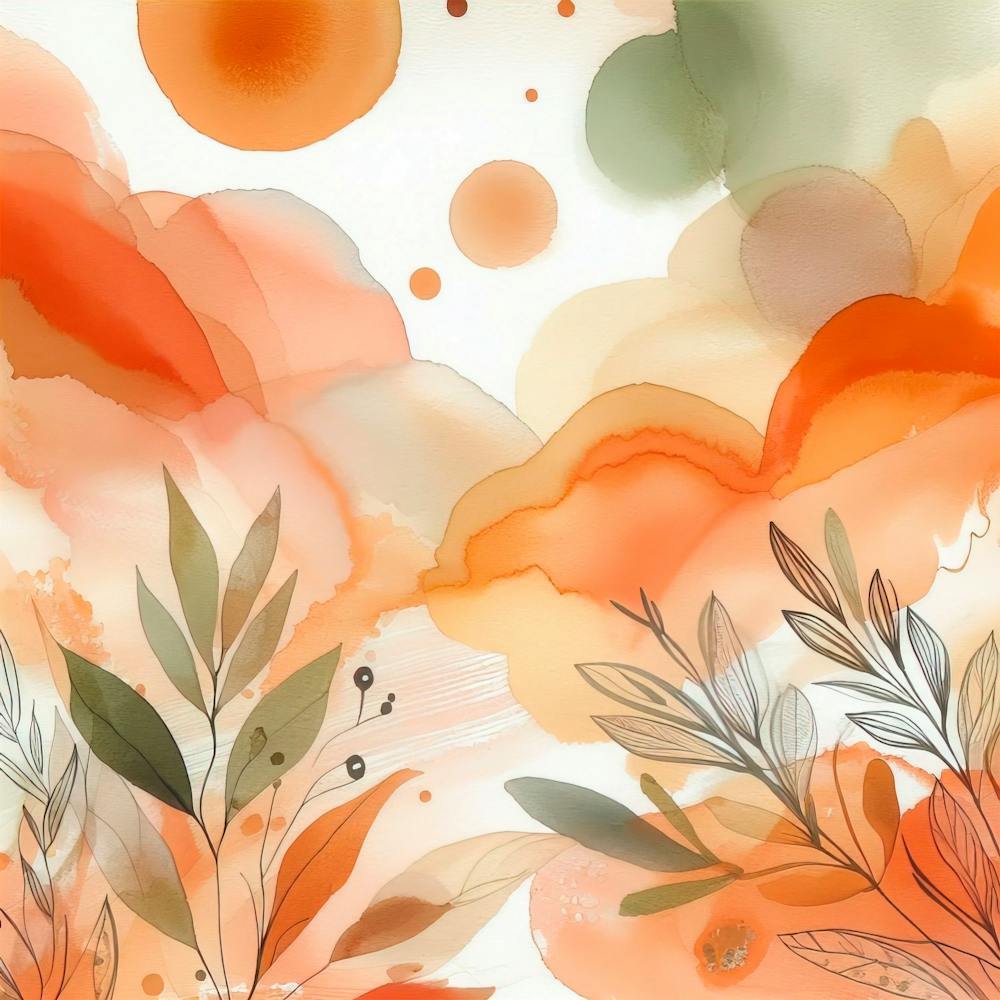27 Abstract Watercolor Orange Sage Orange Olive Light Orange Art Background