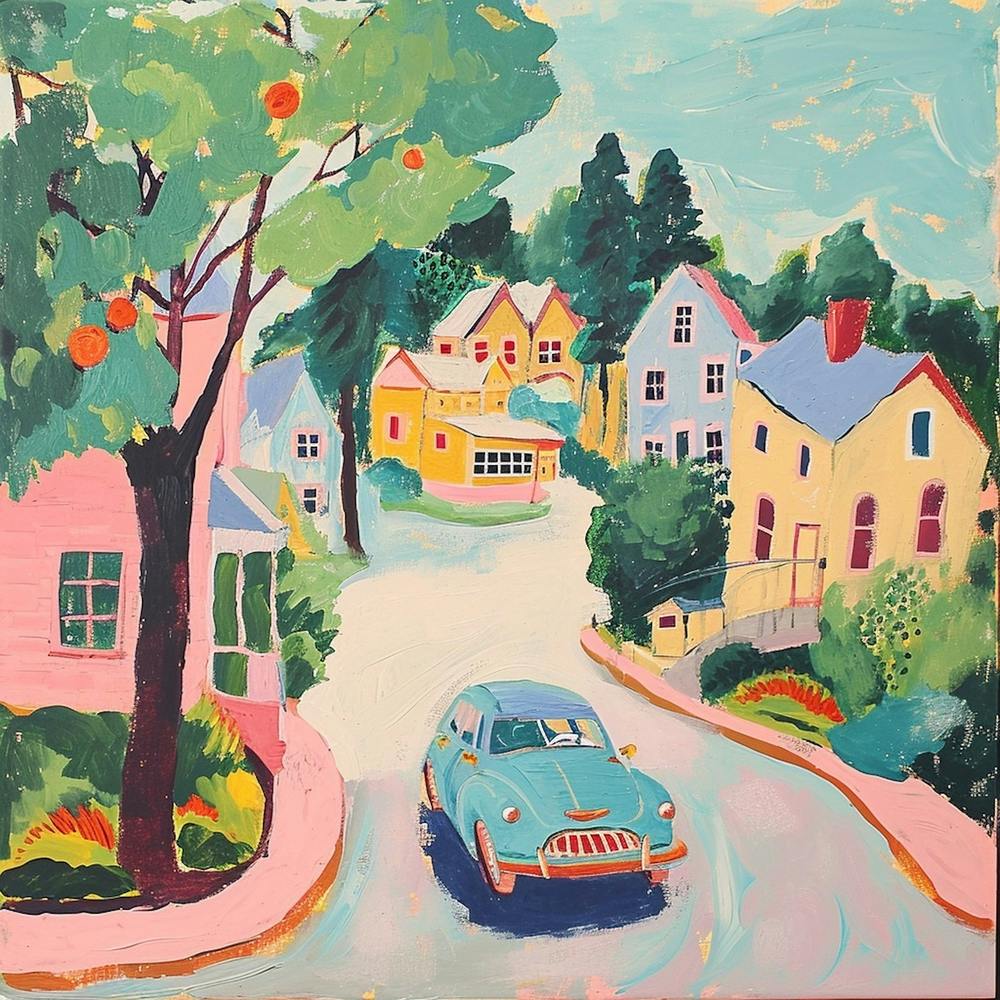 Kitsch Retro Town Illustration 2