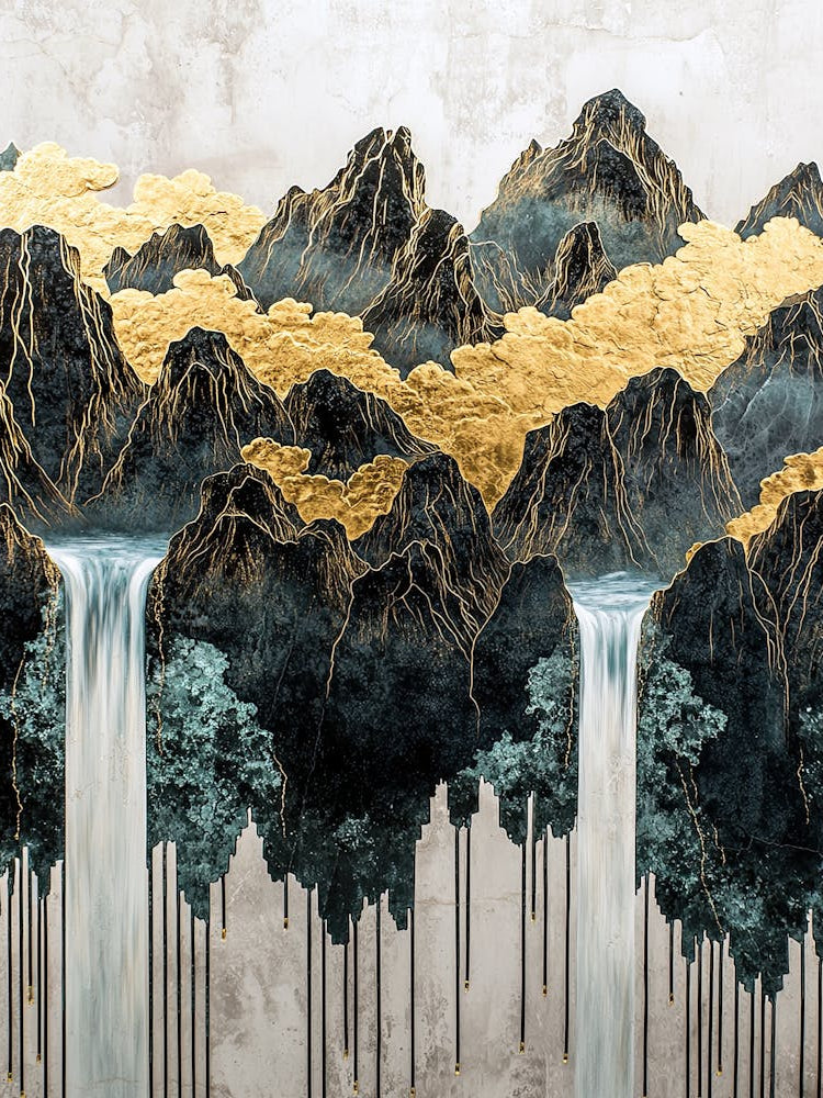 Tian Shan Mountain Golden Peaks - Aerial Opulence