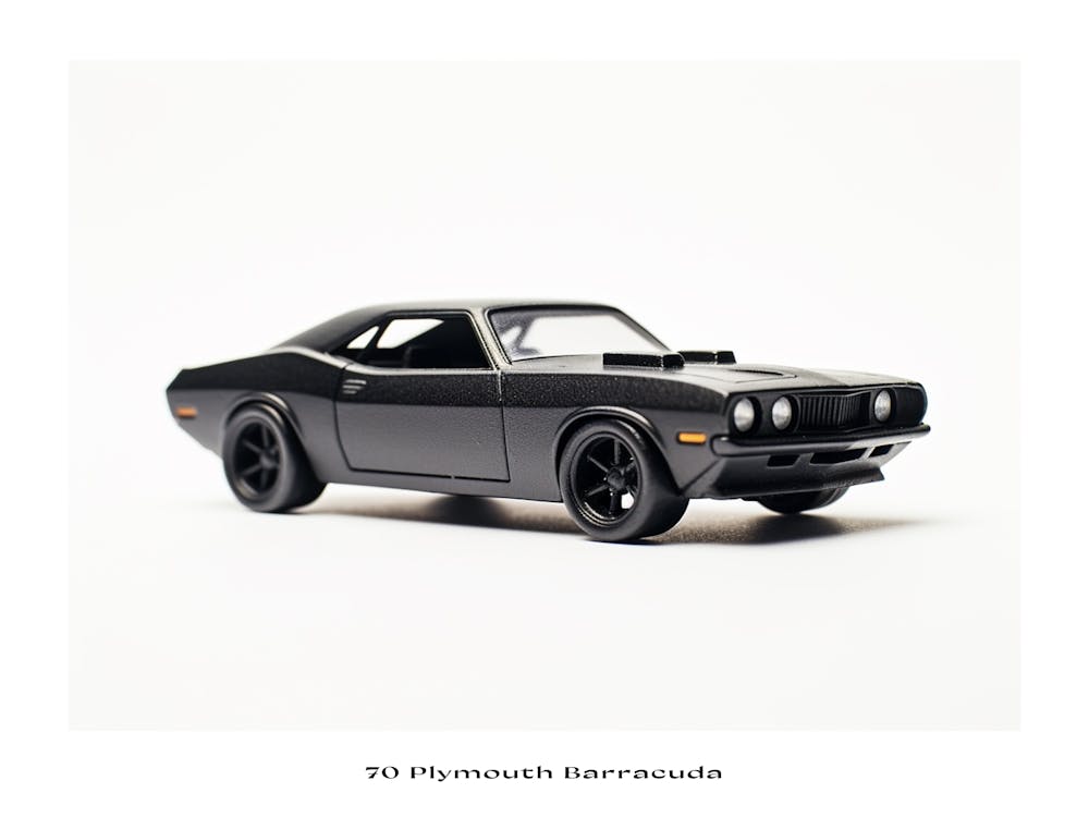 Toy Car 70 Plymouth Barracuda Black Poster