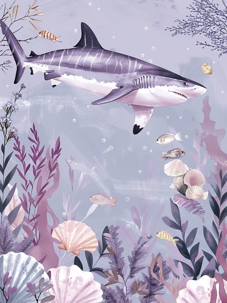 Purple Zebra Shark Illustration 1