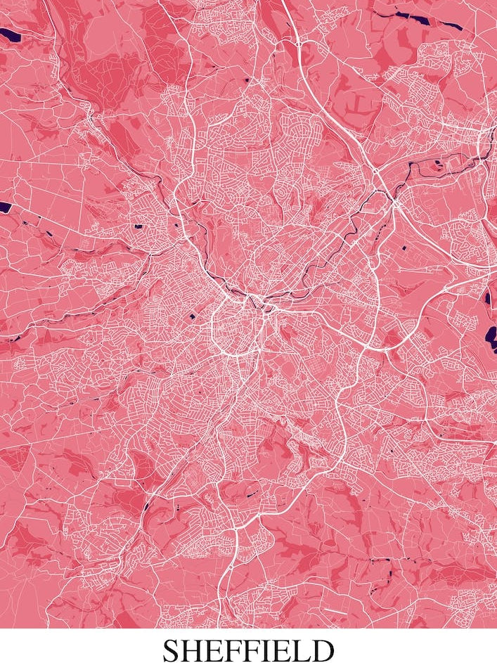 Sheffield Pink Purple Map