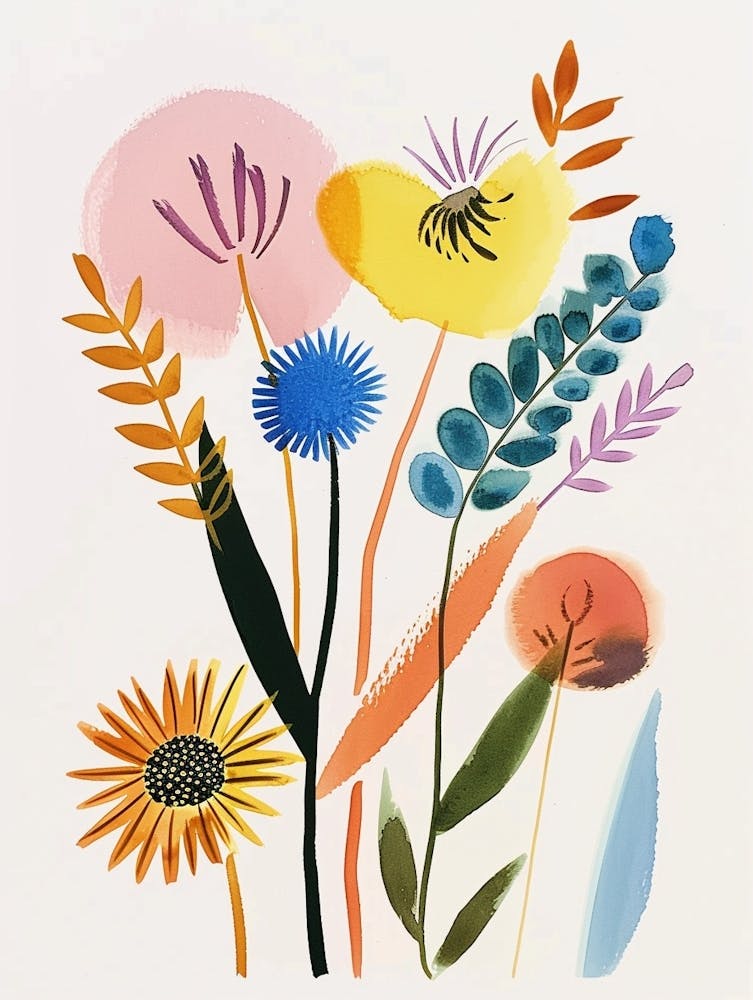Painted Florals Fountain Grass 1