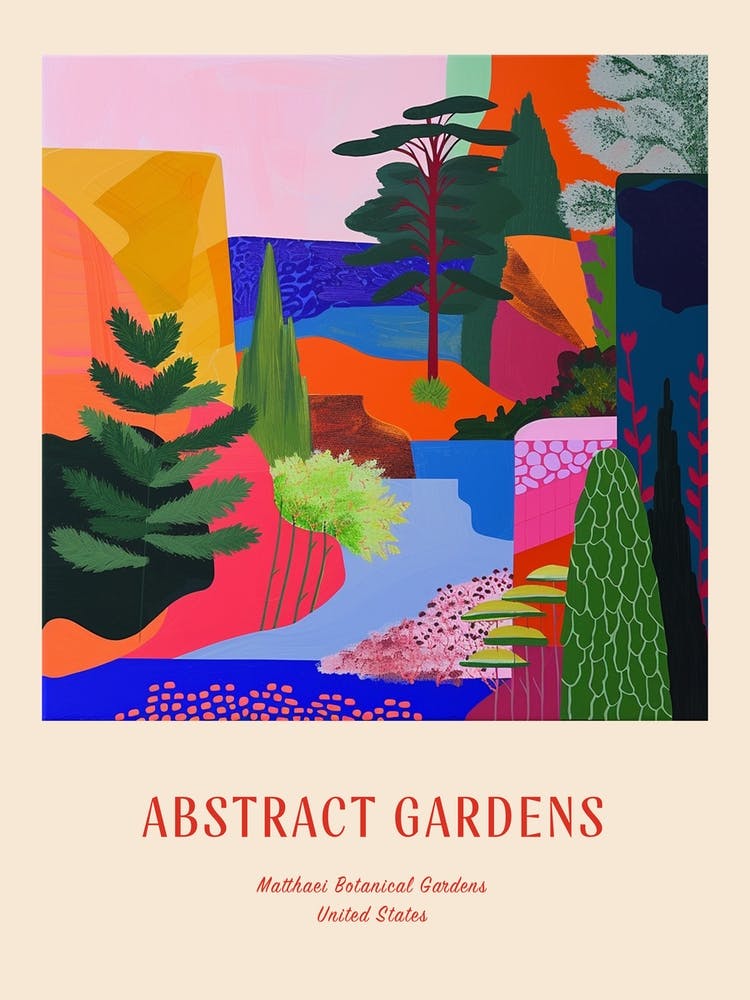 Colourful Gardens Matthaei Botanical Gardens Usa 1 Red Poster