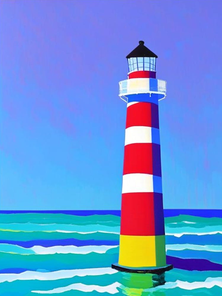 Lighthouse Waterscape Colourful Pop Art 2