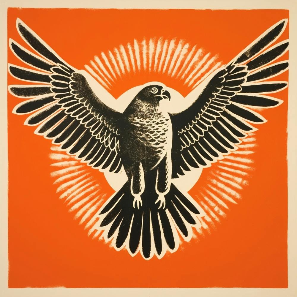 Retro Bird Lithograph Falcon 5