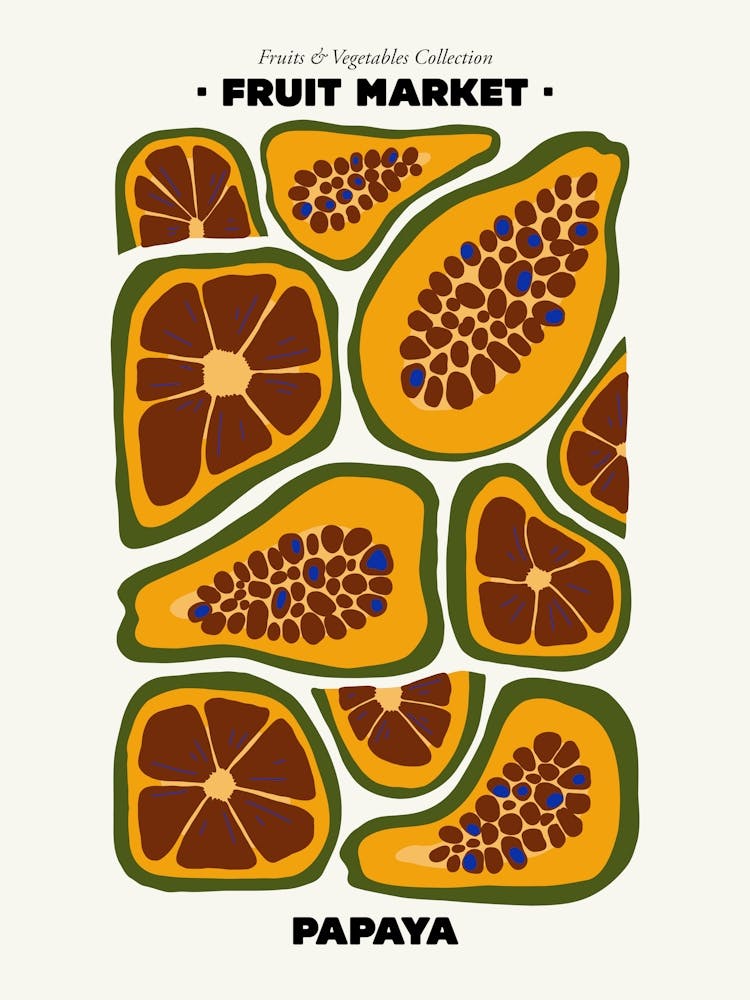The Fruit Market Papaya Illustration Maximalist