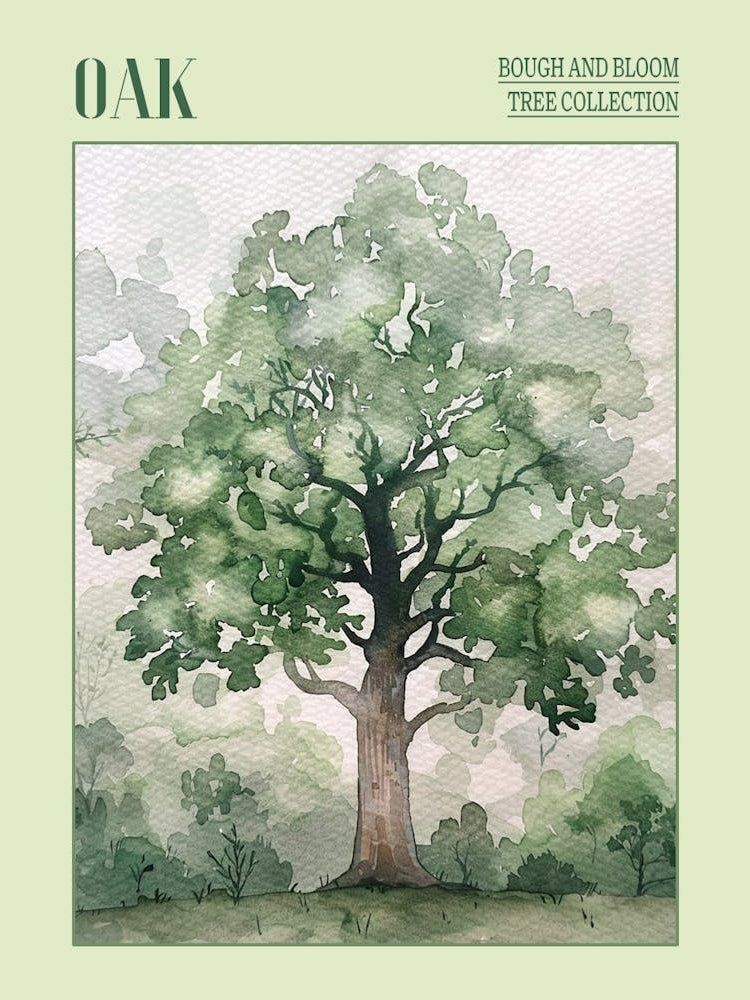 Oak Tree Atmospheric Watercolour Painting 4 Poster