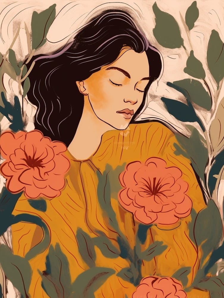 Woman With Autumnal Flowers Rose 2