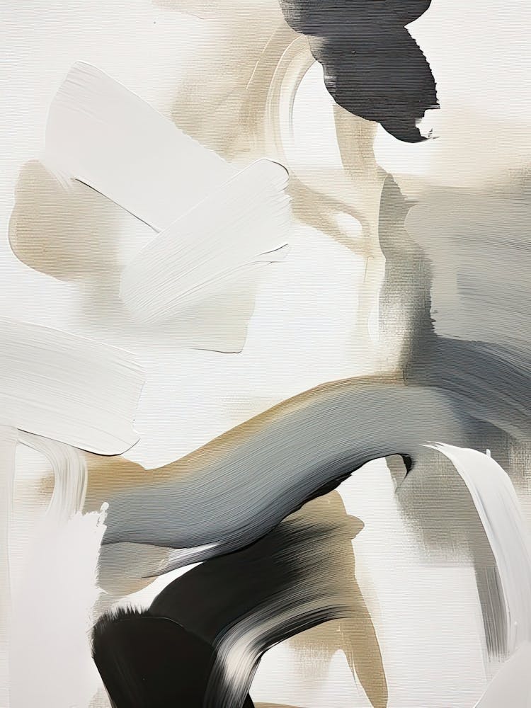 Abstract Brush Strokes Black White Neutrals 3