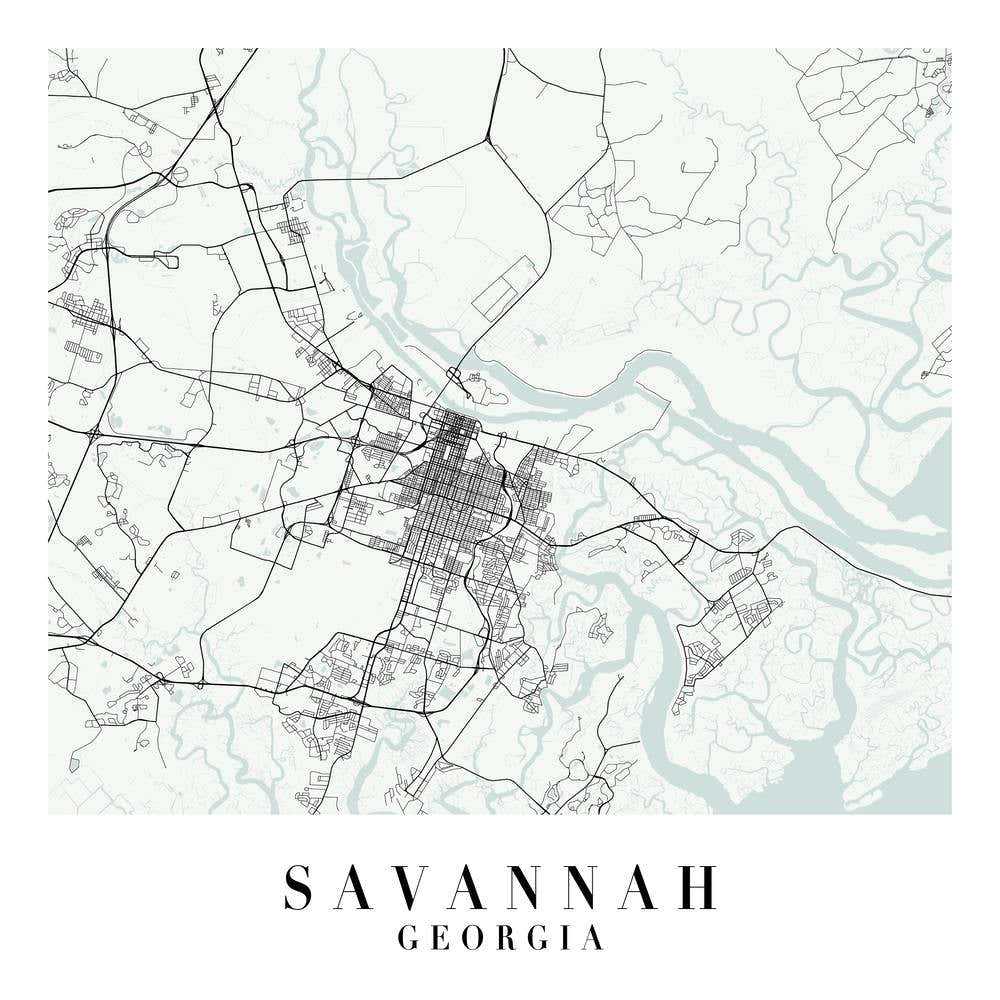 Savannah Georgia Street Map Minimal Color Square