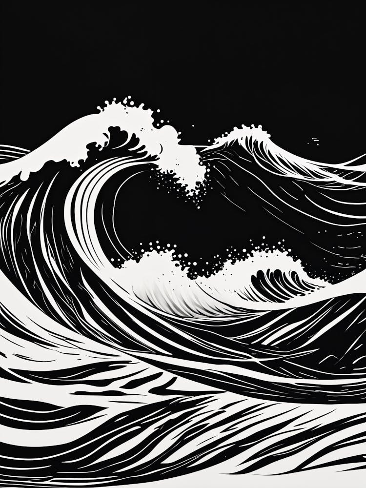 Black And White Wave no6