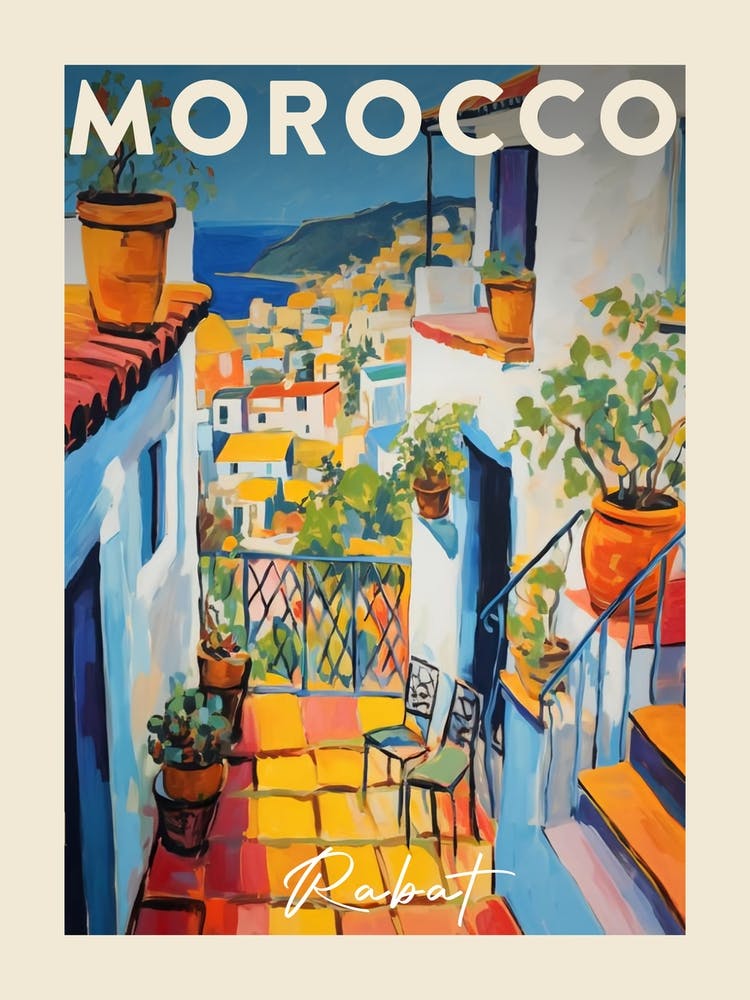 Rabat Morocco 2 Fauvist Painting Travel Poster