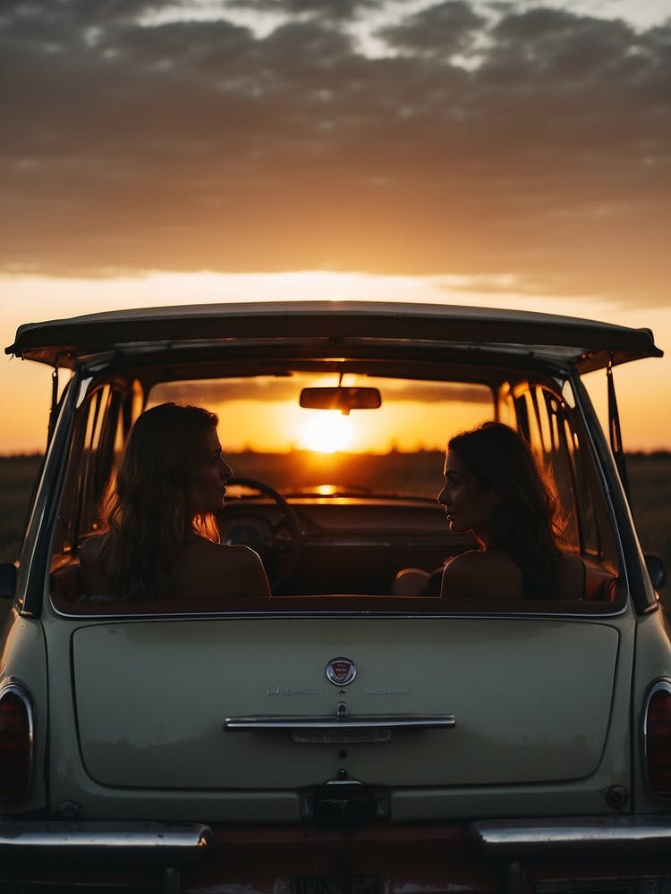 Coucher de Soleil Dans Une Voiture