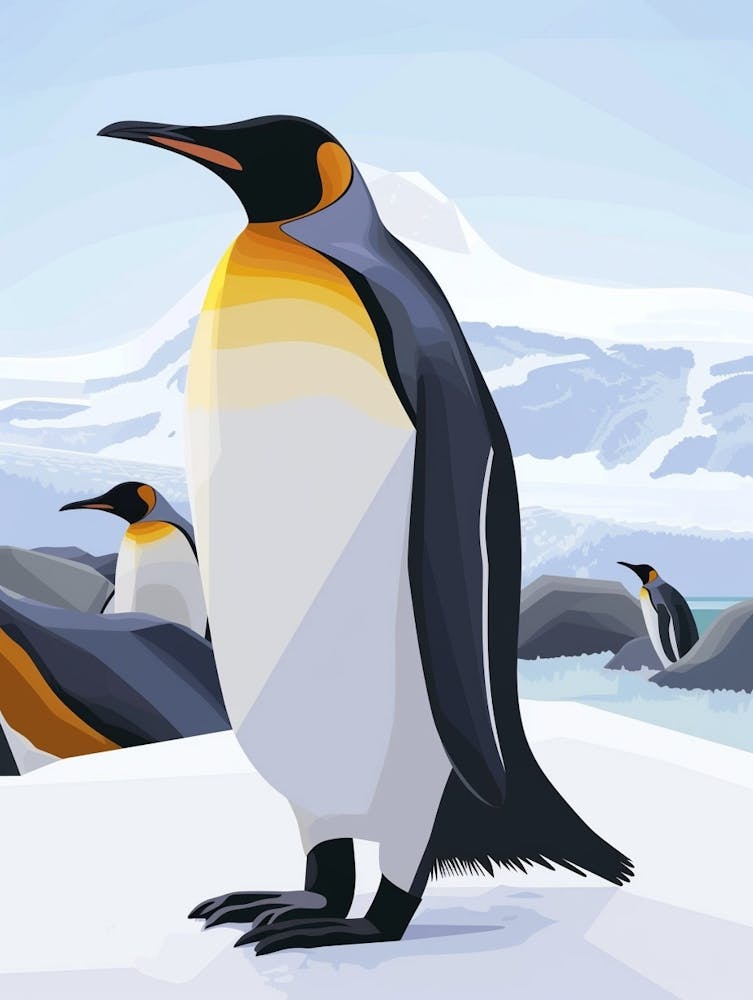 King Penguin Cuverville Island Minimalist Illustration 1