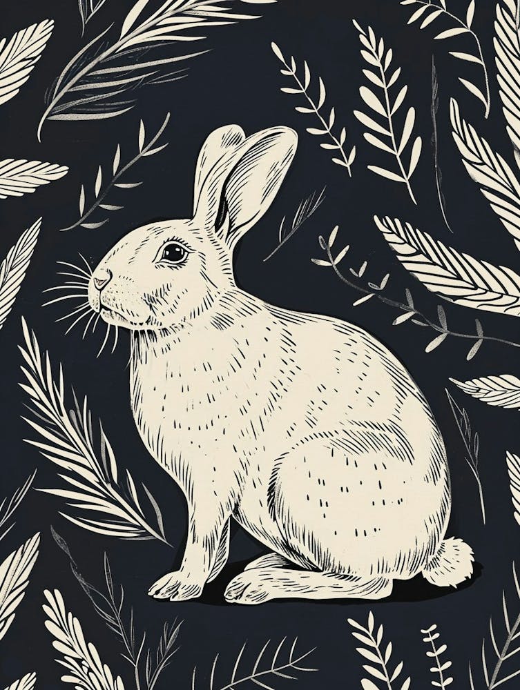 Florida White Rabbit Minimalist Illustration 3