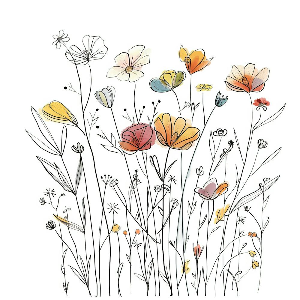 Hand Drawn Wildflowers Line Art 7