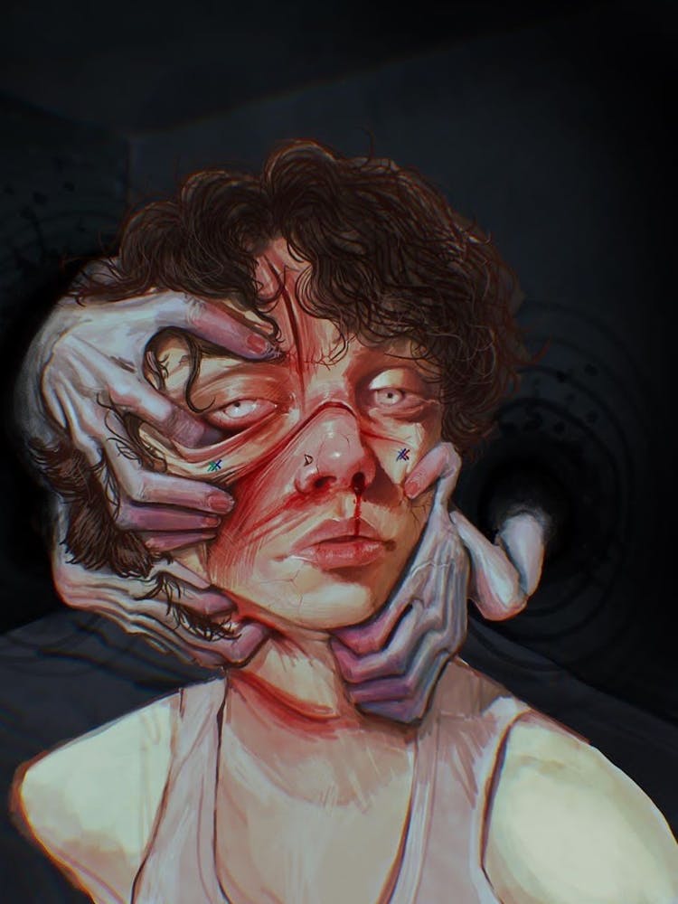 Girl With A Monster On Her Face