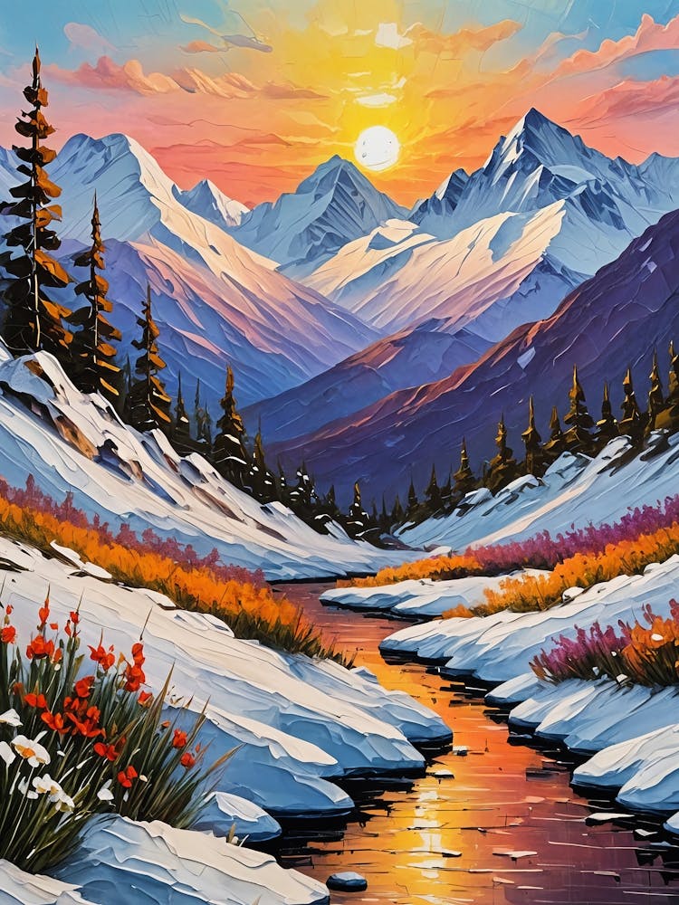 Coucher de Soleil Printanier Dans Les Montagnes n°1