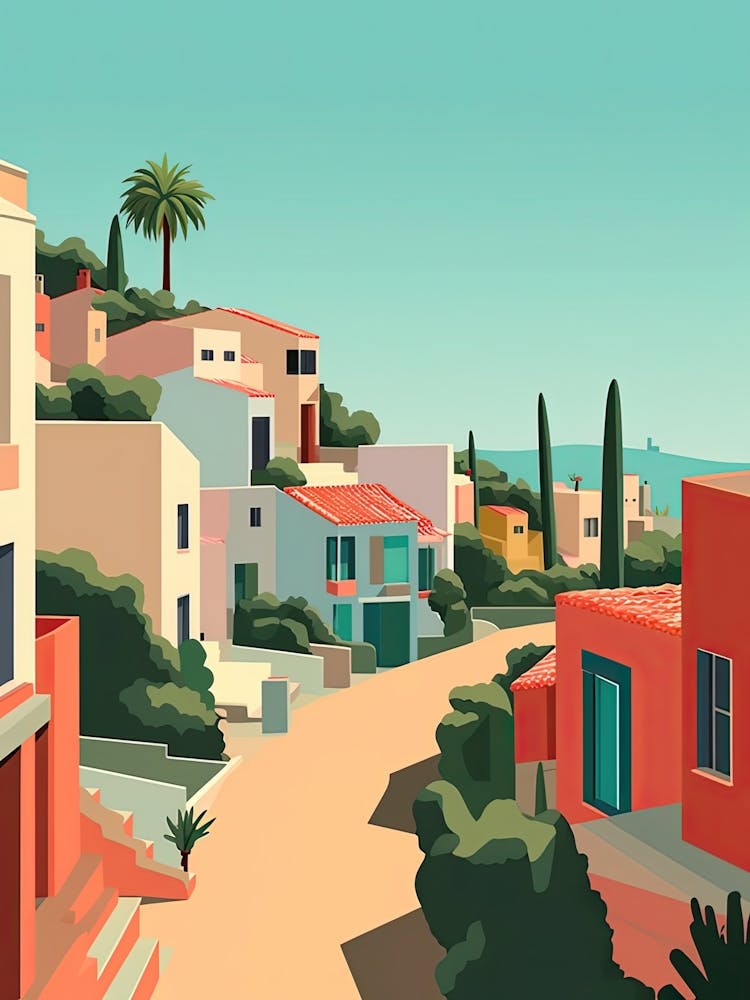 Algarve, Portugal, Flat Illustration 4