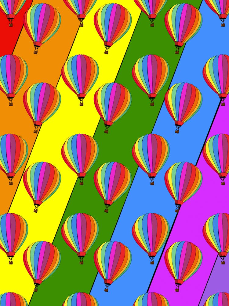 Rainbow Hot Air Balloons Pattern