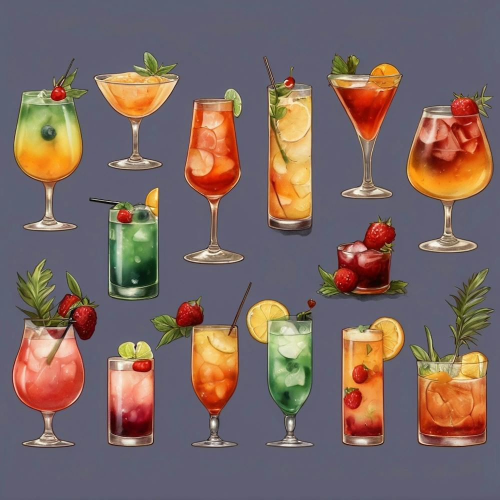 Default Cocktails In Different Styles Aesthetic 2