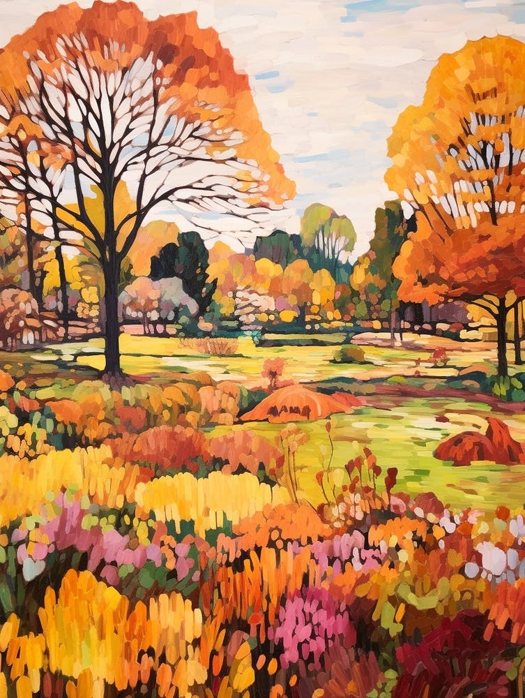 Autumn Gardens Painting Shinjuku Gyoen National Garden Japan 2