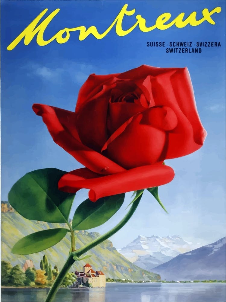 Montreux, Switzerland, Red Rose On The Coast